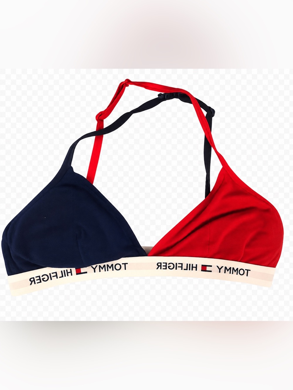Tommy Hilfiger Red and Navy Colorblock Triangle Bralette